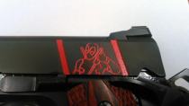Custom, hand-fit, Deadpool-themed 1911